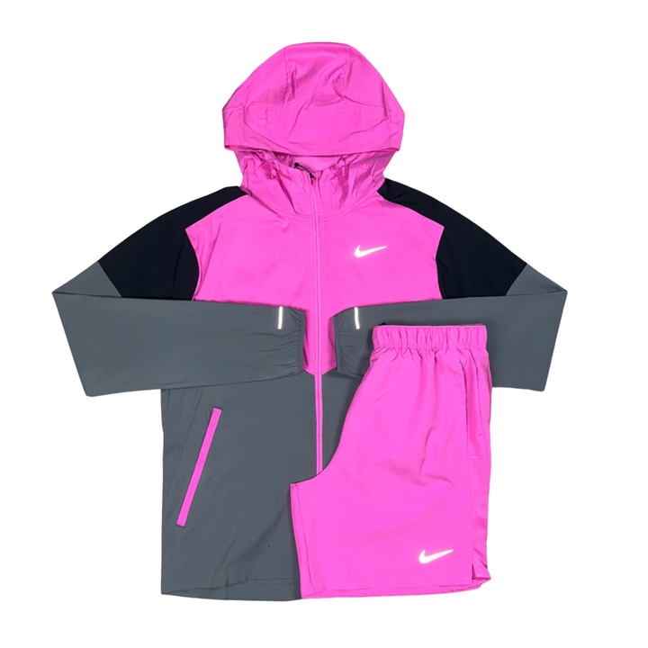 NIKE PLAYFUL PINK UV WINDBREAKER & CHALLENGER SHORTS SET