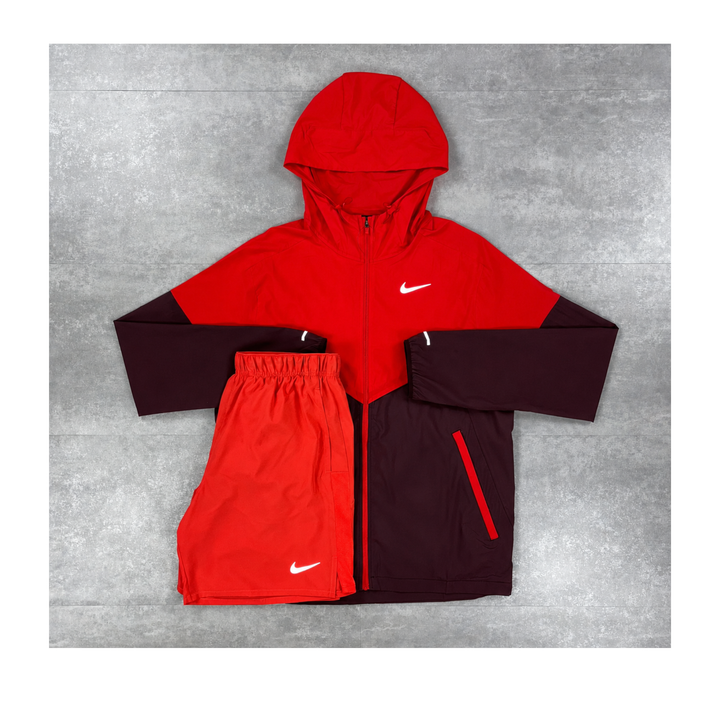 NIKE LIGHT CRIMSON UV WINDBREAKER & LIGHT CRIMSON SHORTS SET