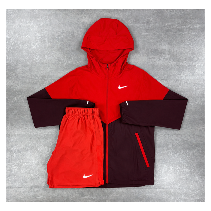 NIKE LIGHT CRIMSON UV WINDBREAKER & LIGHT CRIMSON SHORTS SET