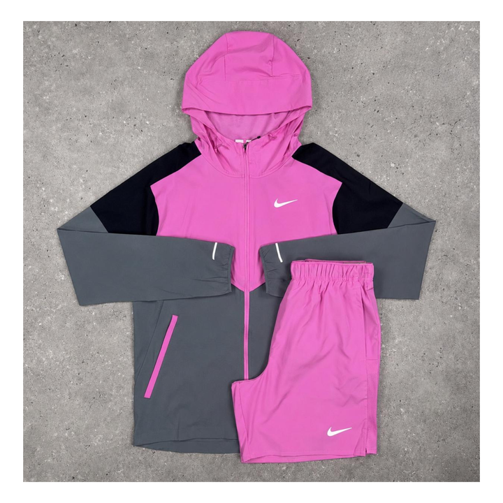 NIKE PLAYFUL PINK UV WINDBREAKER & CHALLENGER SHORTS SET