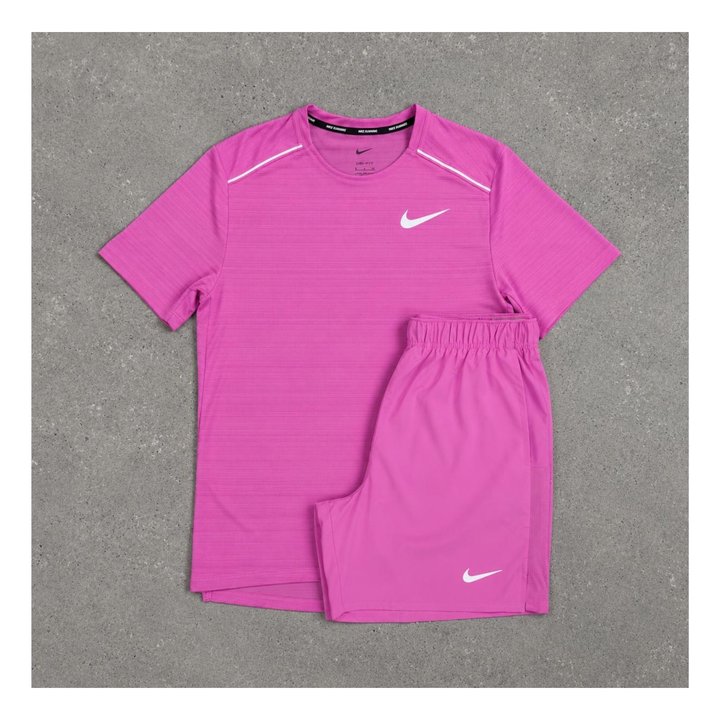 Nike Miler T-Shirt Playful Pink & Playful Pink Challenger Shorts Set