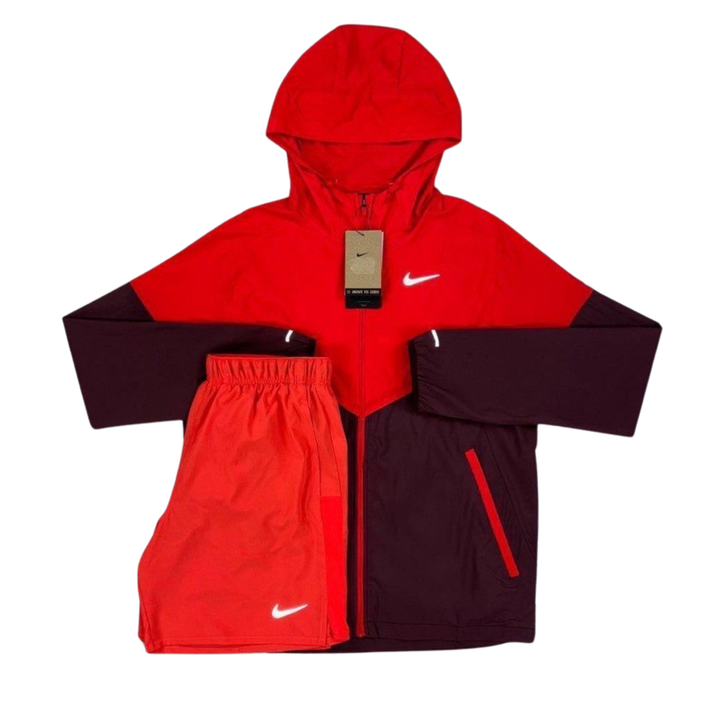 NIKE LIGHT CRIMSON UV WINDBREAKER & LIGHT CRIMSON SHORTS SET